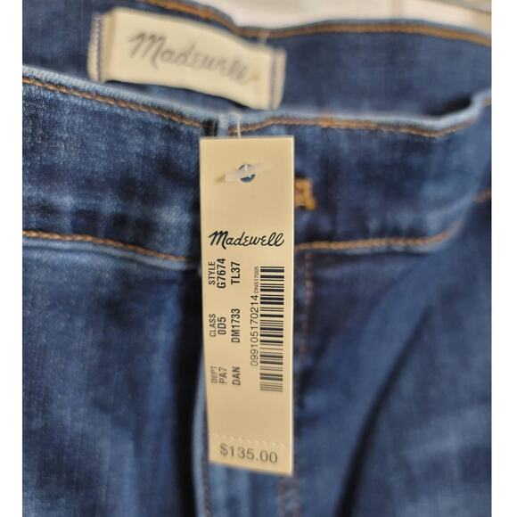 NWT Madewell Taller 10" High-Rise Skinny Jeans in Danny Wash Size W37 - Picture 5 of 10